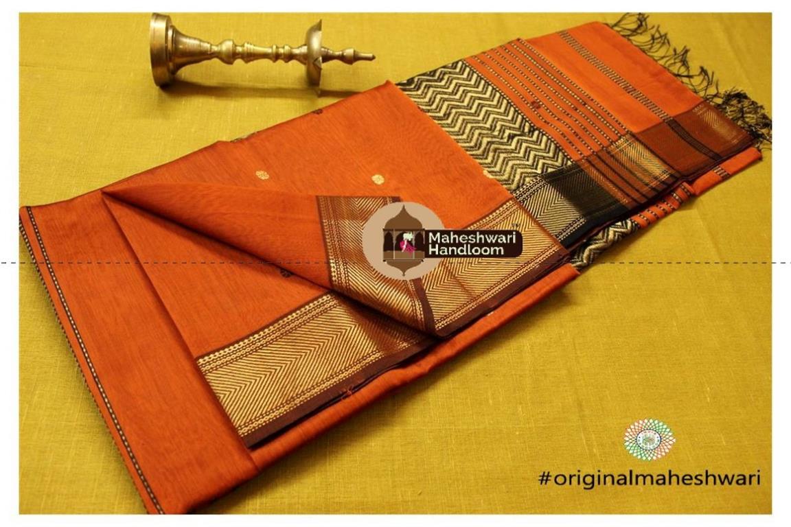 Maheshwari Orange Heavy Pallu Saree