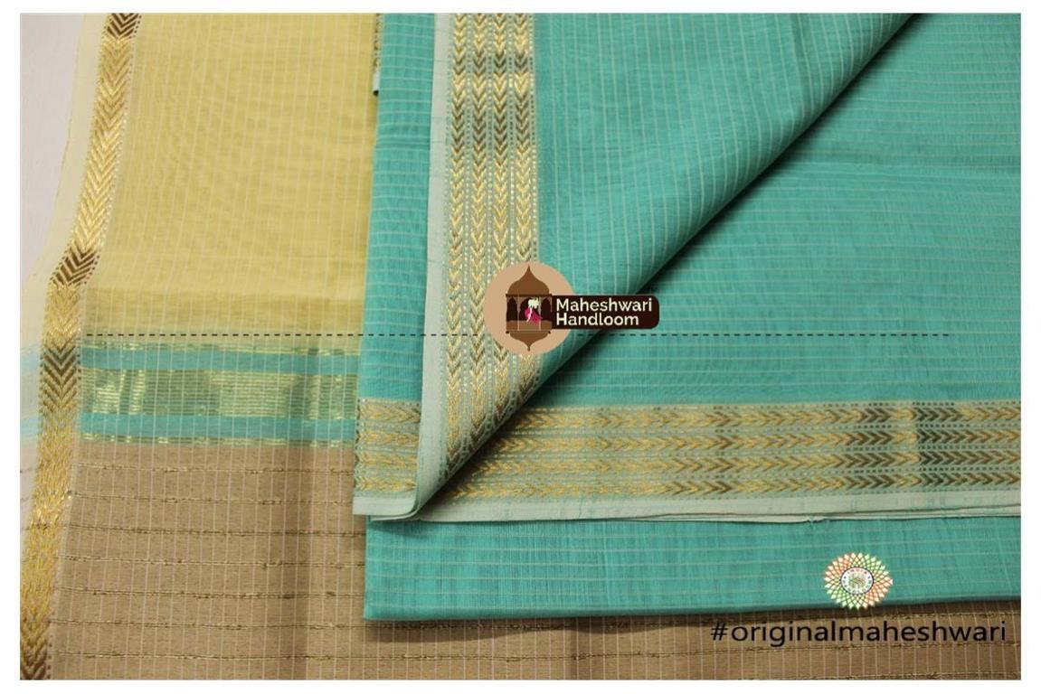 Maheshwari Sea Green - Yellow Green Top Dupatta Material