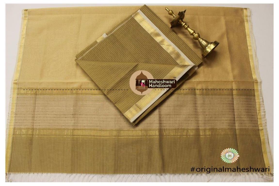 Maheshwari Light Brown -Golden Yellow Top Dupatta Material