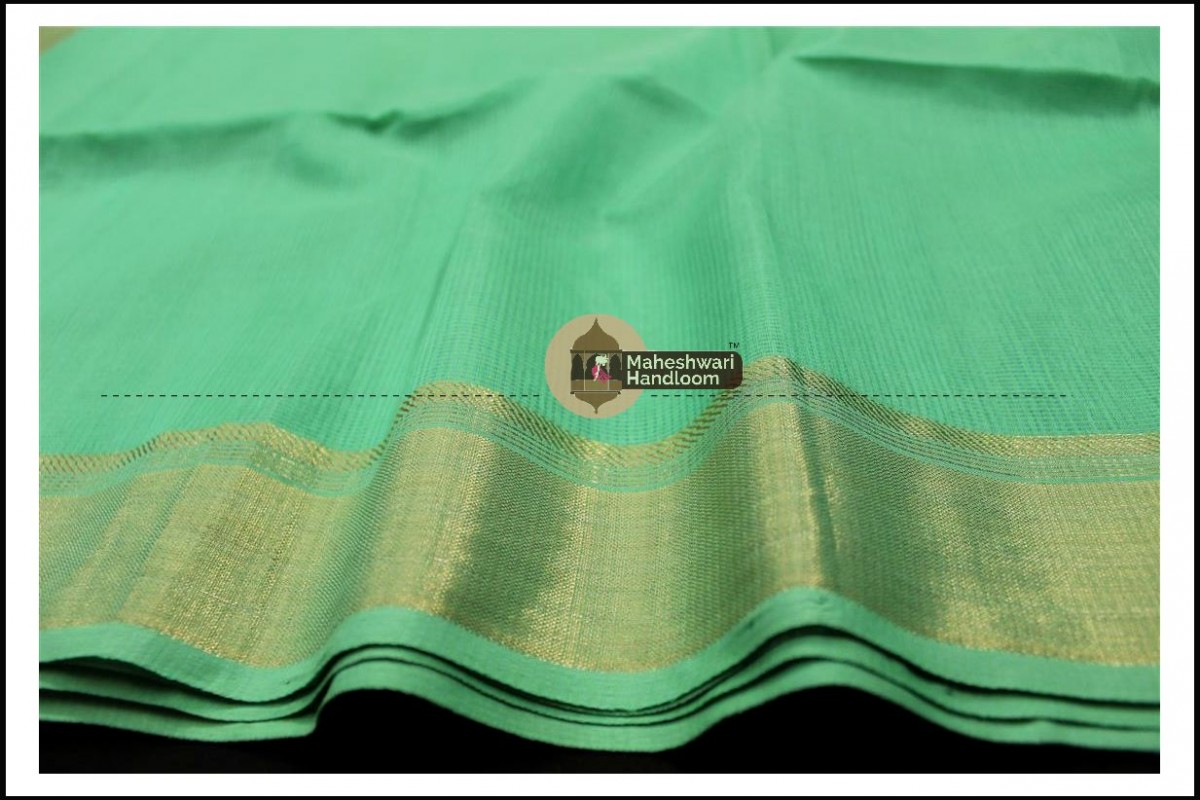 Maheshwari Sea Green Checks Fabric Saree