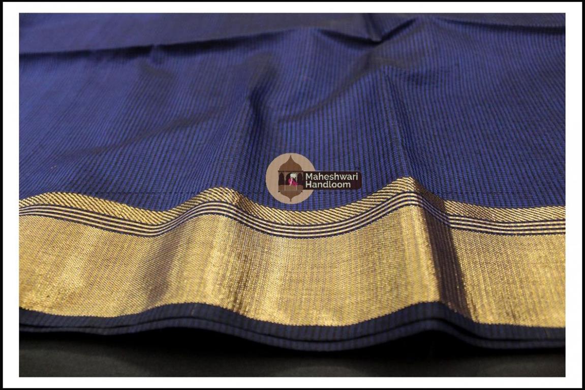 Maheshwari Royal Blue Checks Fabric Saree