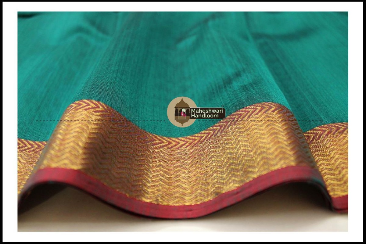 Maheshwari Rama Green Jari Skirt Border saree