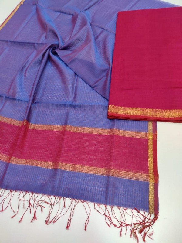 Maheshwari Traditional Zari Border Dresse Material. Top Dupatta sets(No Bottom)