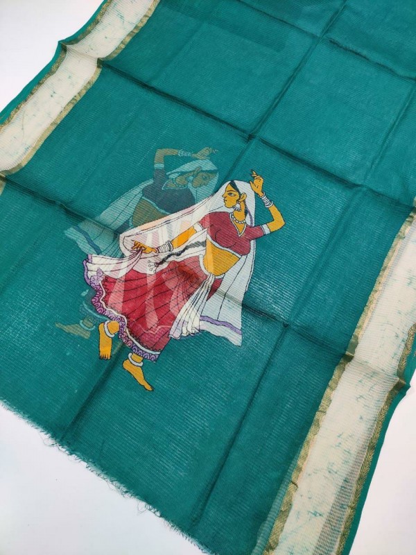 Handwoven Silk Cotton Batik Figure Handpainted Silk Dupattas.