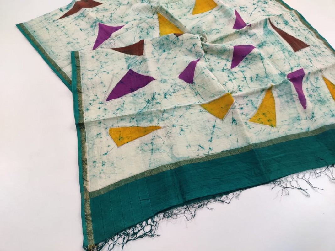 Maheshwari Handwoven Silk Cotton Batik Handblock Printed Dupattas