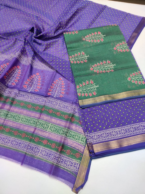 Maheshwari Handblock Printed suits with Top Dupatta and Bottom sets 