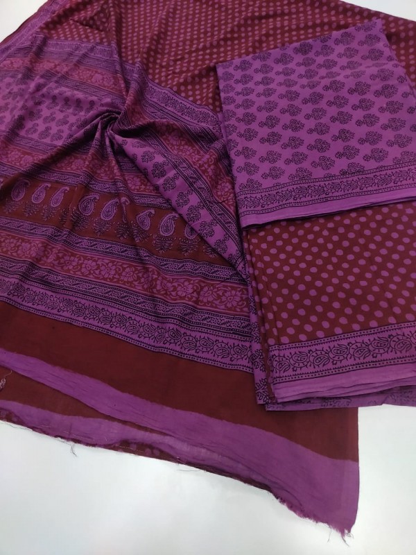 Handpicked Bagh Print Cotton Suits with Bottom with fine quality Cotton