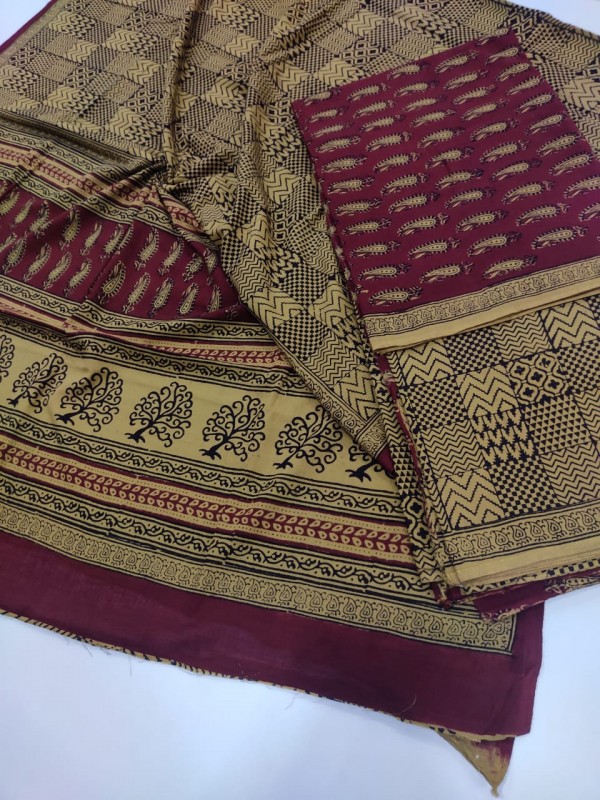 Handpicked Bagh Print Cotton Suits with Bottom with fine quality Cotton