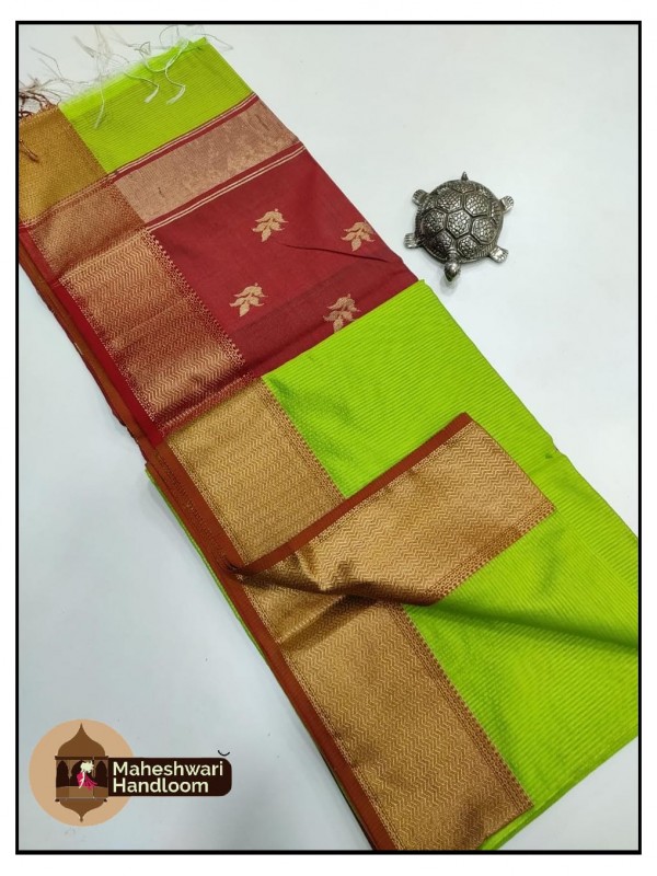 Maheshwari Green Buta Pallu Weaving Saree